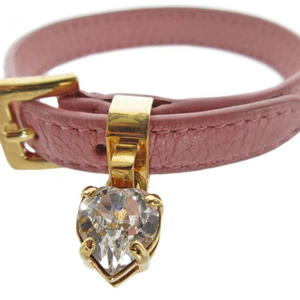 Auth MIUMIU Bracelet pink leather/metal